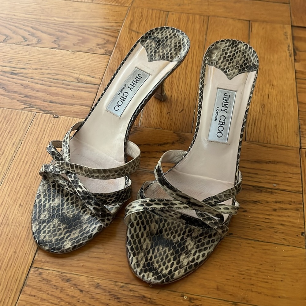 Jimmy Choo reptile mule sandals